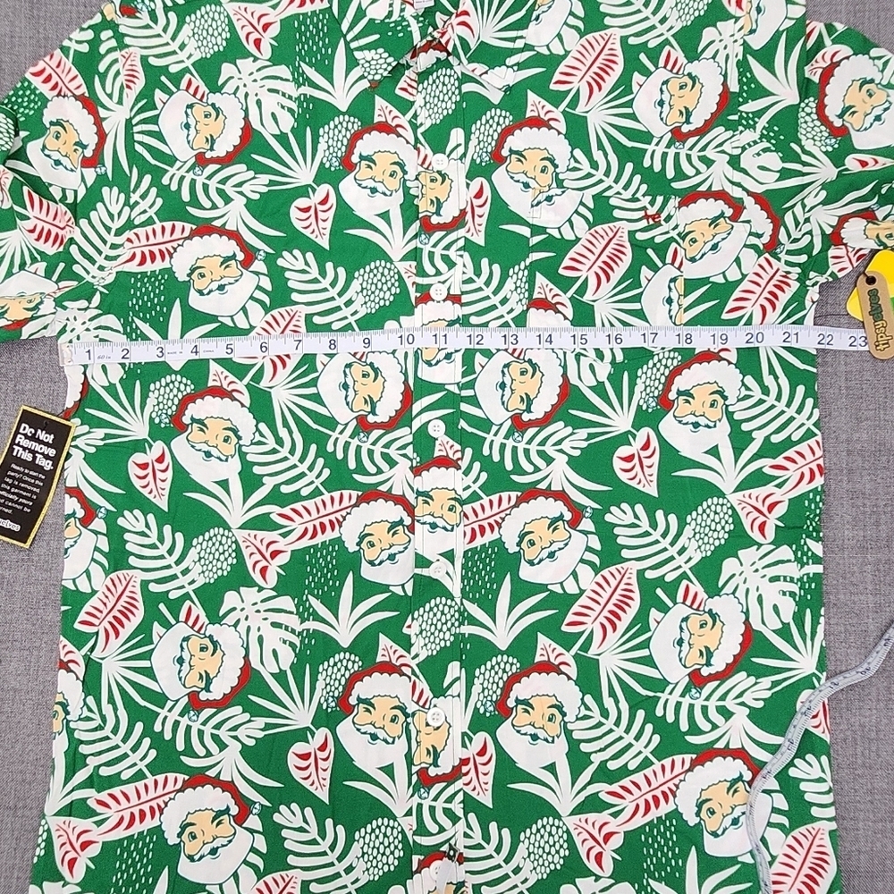 Tipsy Elves Santa Palms Lightweight Button Down Shirt. Large. - Picture 6 of 7